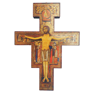 Krzyż drewniany zdobiony SAN DAMIANO - Asyż (MG-K-119)