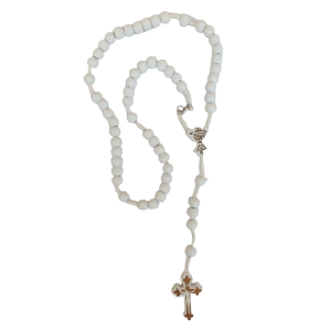 Różaniec drewniany komunijny - biały (MG-R-019)