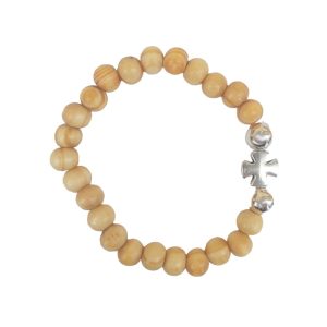 Bransoletka drewniana z krzyżem(MG-BZ-041)