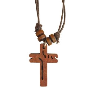 Zawieszka Krzyż drewniany z wycięciami  (MG-ZKD-015)
